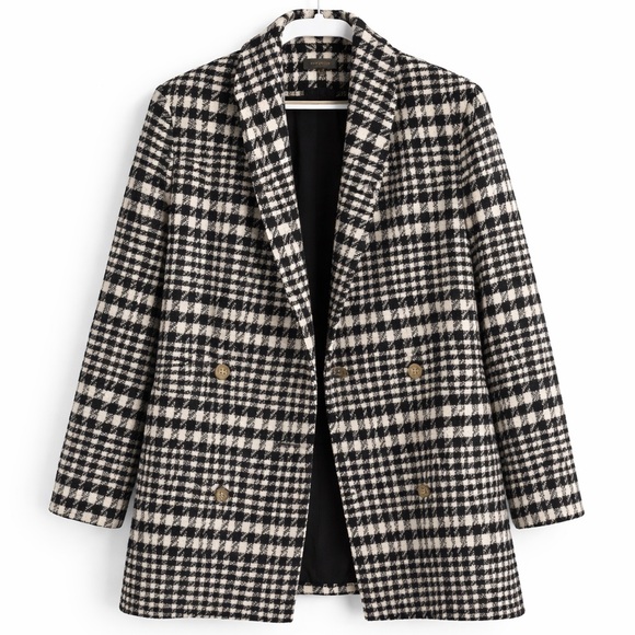 Ann Taylor Jackets & Blazers - Ann Taylor Black & Ivory Houndstooth Relaxed Wool-Blend Jacket – Size S